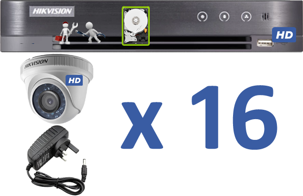 16 HD (1080P) Cameras Cabling & Installation Package